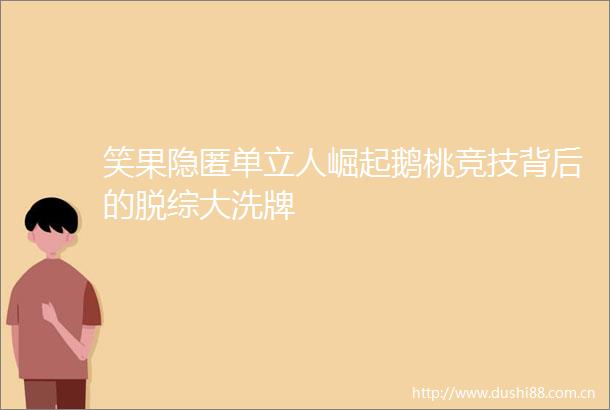笑果隐匿单立人崛起鹅桃竞技背后的脱综大洗牌