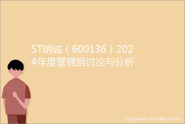 ST明诚（600136）2024年度管理层讨论与分析