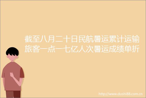 截至八月二十日民航暑运累计运输旅客一点一七亿人次暑运成绩单折射经济活力（经济聚焦）
