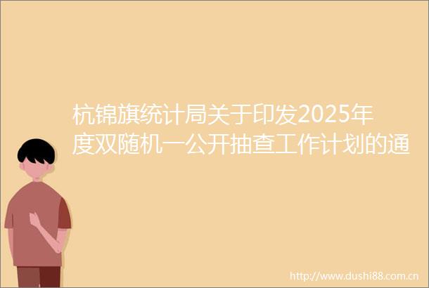 杭锦旗统计局关于印发2025年度双随机一公开抽查工作计划的通知