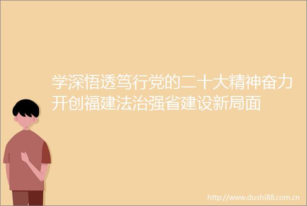 学深悟透笃行党的二十大精神奋力开创福建法治强省建设新局面
