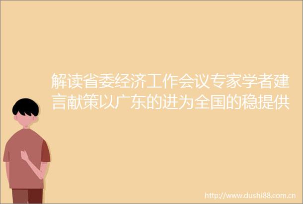 解读省委经济工作会议专家学者建言献策以广东的进为全国的稳提供支撑
