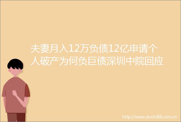 夫妻月入12万负债12亿申请个人破产为何负巨债深圳中院回应