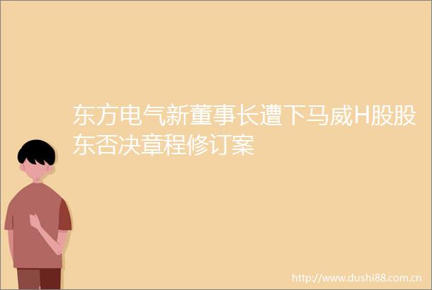 东方电气新董事长遭下马威H股股东否决章程修订案