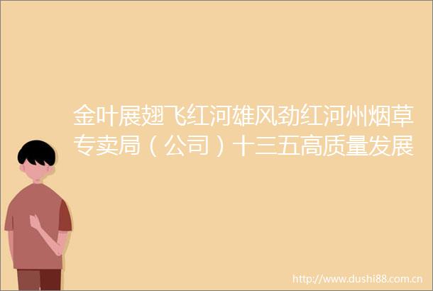 金叶展翅飞红河雄风劲红河州烟草专卖局（公司）十三五高质量发展纪实