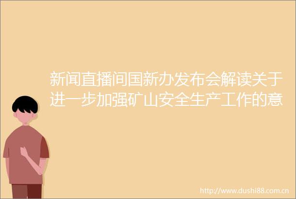 新闻直播间国新办发布会解读关于进一步加强矿山安全生产工作的意见压实各方责任推动矿山安全依法治理