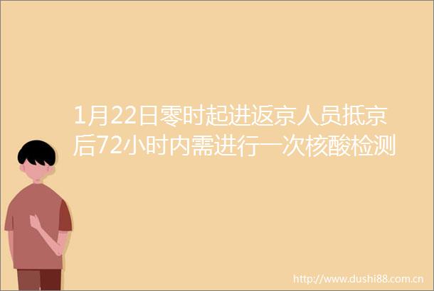 1月22日零时起进返京人员抵京后72小时内需进行一次核酸检测