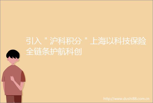 引入＂沪科积分＂上海以科技保险全链条护航科创