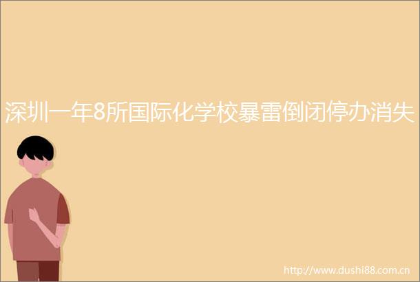 深圳一年8所国际化学校暴雷倒闭停办消失