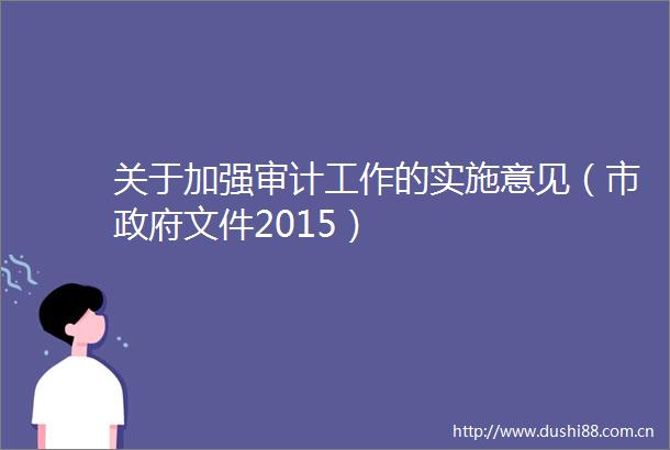 关于加强审计工作的实施意见（市文件2015）