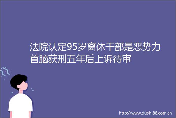 认定95岁离休是恶势力首脑获刑五年后上诉待审