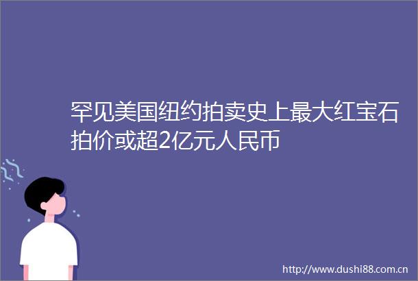 罕见美国纽约拍卖史上最大红宝石拍价或超2亿元币