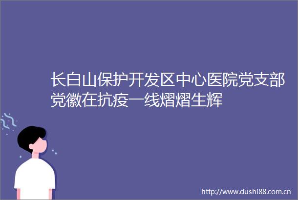 长白山保护开发区中心医院党支部党徽在抗疫一线熠熠生辉