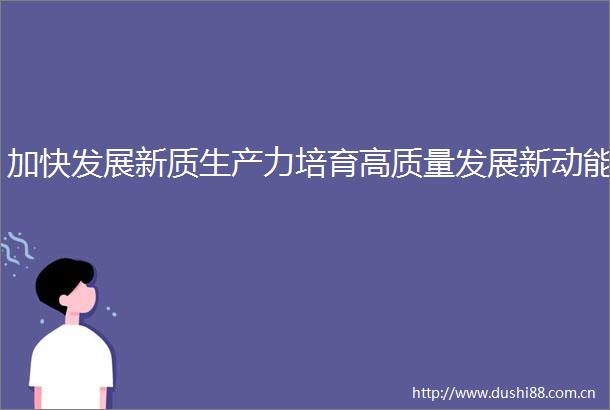 加快发展新质生产力培育高质量发展新动能