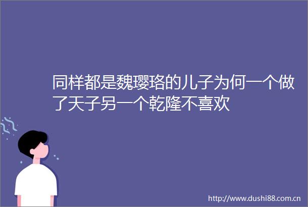 同样都是魏璎珞的儿子为何一个做了天子另一个乾隆不喜欢