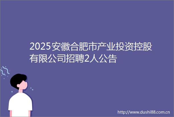2025安徽合肥市产业投资控股有限公司招聘2人公告