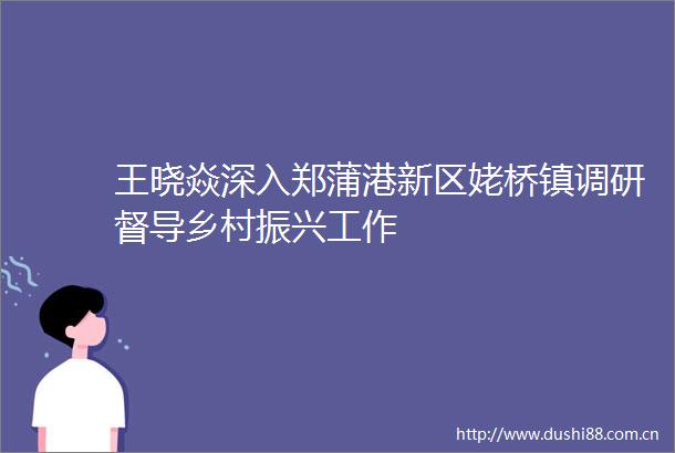 王晓焱深入郑蒲港新区姥桥镇调研督导乡村振兴工作