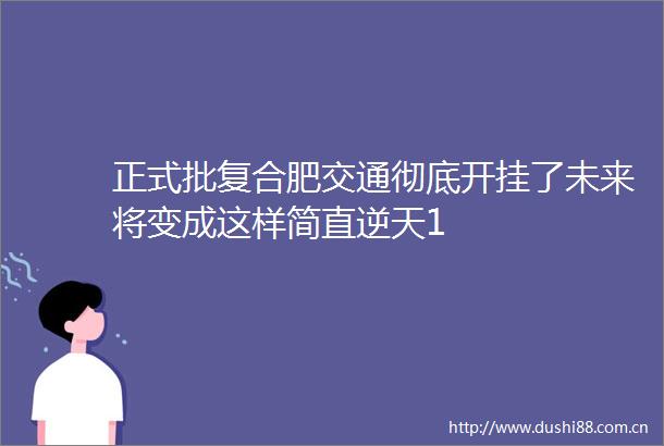 正式批复合肥交通彻底开挂了未来将变成这样简直逆天1