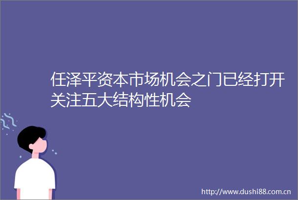 任泽平资本市场机会之门已经打开关注五大结构性机会