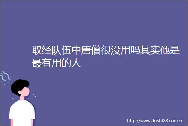 取经队伍中唐僧很没用吗其实他是最有用的人
