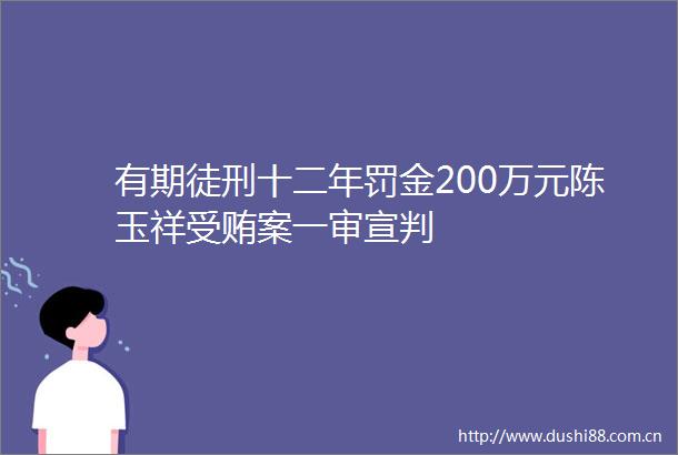 有期徒刑十二年罚金200万元陈玉祥案一审宣判