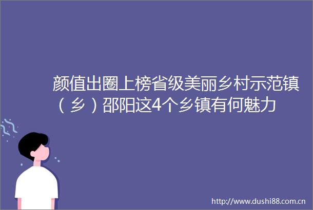 颜值出圈上榜省级美丽乡村示范镇（乡）邵阳这4个乡镇有何魅力
