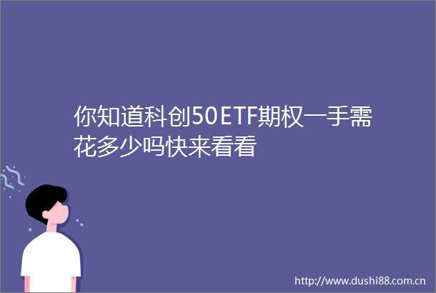 你知道科创50ETF期权一手需花多少吗快来看看