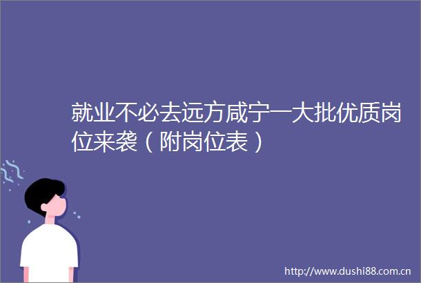 就业不必去远方咸宁一大批优质岗位来袭（附岗位表）