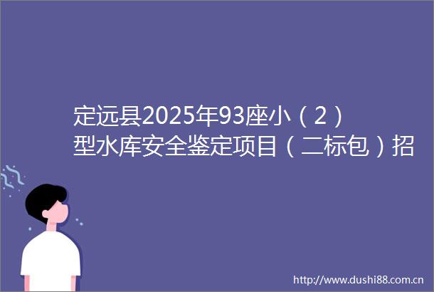 定远县2025年93座小（2）型水库安全鉴定项目（二标包）招标公告