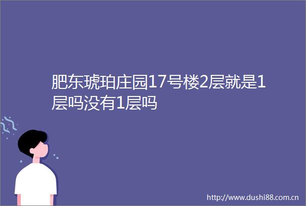 肥东琥珀庄园17号楼2层就是1层吗没有1层吗