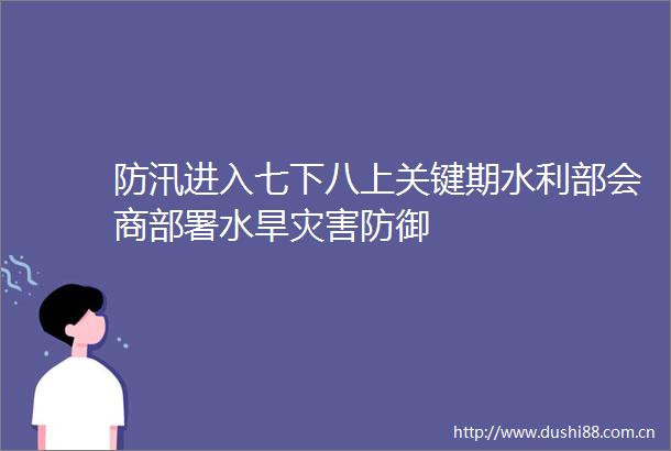 防汛进入七下八上关键期水利部会商部署水旱灾害防御