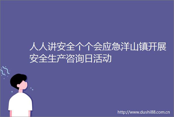 人人讲安全个个会应急洋山镇开展安全生产咨询日活动