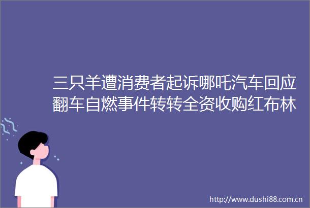 三只羊遭消费者起诉哪吒汽车回应翻车自燃转转全资收购红布林晚报