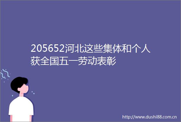 205652河北这些集体和个人获全国五一劳动表彰