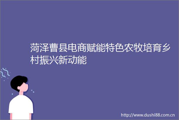 菏泽曹县电商赋能特色农牧培育乡村振兴新动能
