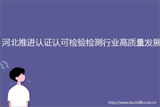 河北推进认证认可检验检测行业高质量发展