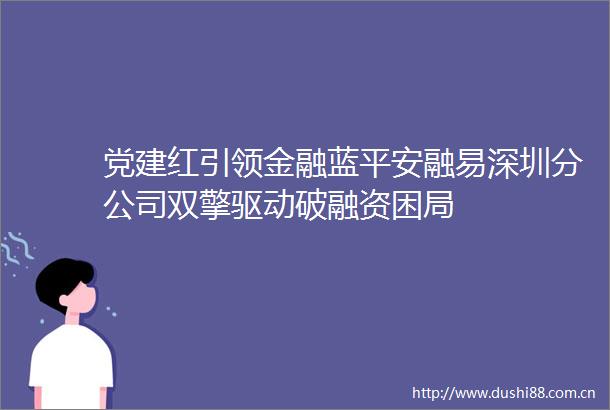 党建红引领金融蓝平安融易深圳分公司双擎驱动破融资困局