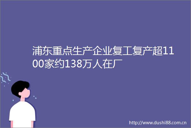 浦东重点生产企业复工复产超1100家约138万人在厂