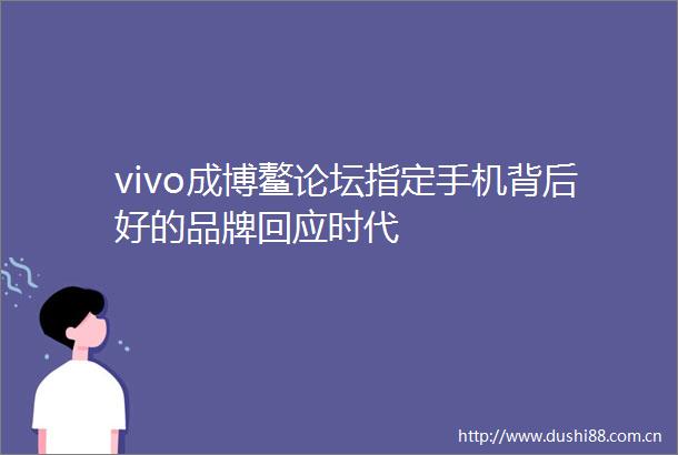 vivo成博鳌论坛指定手机背后好的品牌回应时代