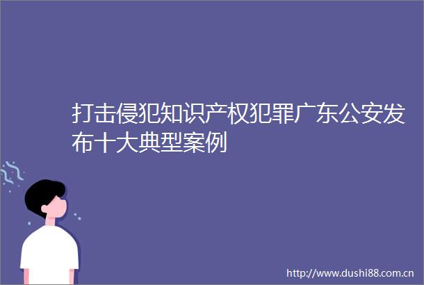 打击侵犯知识产权广东发布十大典型案例