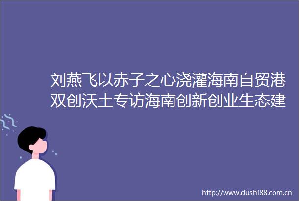 刘燕飞以赤子之心浇灌海南自贸港双创沃土专访海南创新创业生态建设者刘燕飞