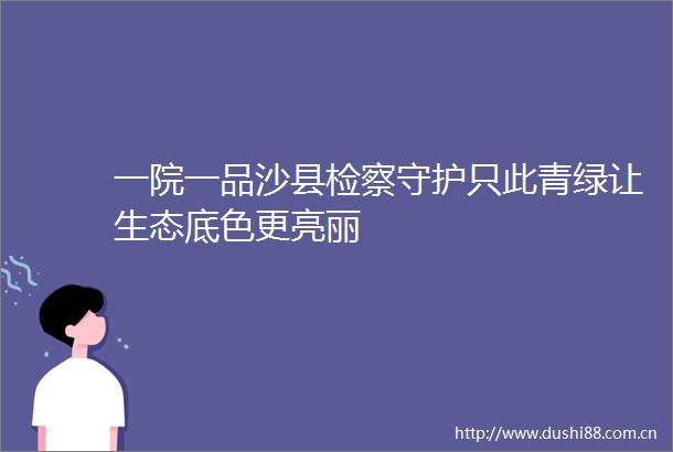 一院一品沙县检察守护只此青绿让生态底色更亮丽