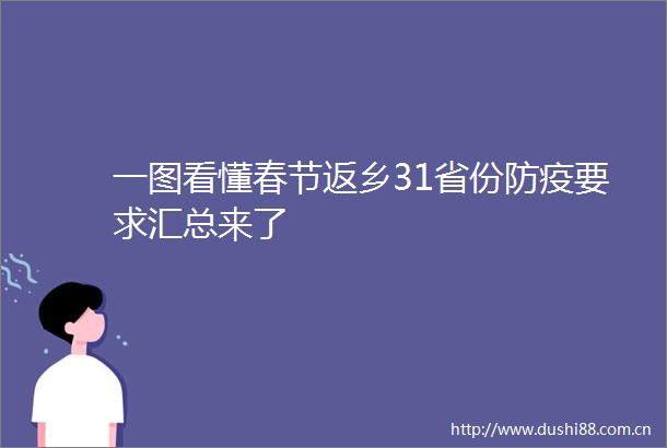 一图看懂春节返乡31省份防疫要求汇总来了