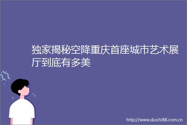 独家揭秘空降重庆首座城市艺术展厅到底有多美