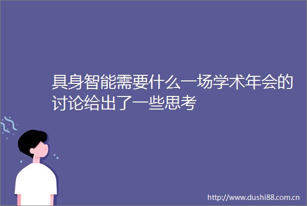 具身智能需要什么一场学术年会的讨论给出了一些思考