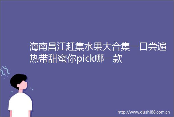 海南昌江赶集水果大合集一口尝遍热带甜蜜你pick哪一款