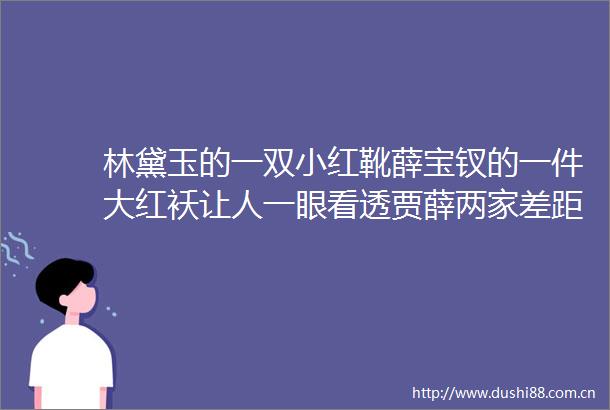 林黛玉的一双小红靴薛宝钗的一件大红袄让人一眼看透贾薛两家差距
