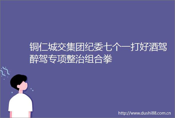 铜仁城交集团纪委七个一打好酒驾醉驾专项整治组合拳