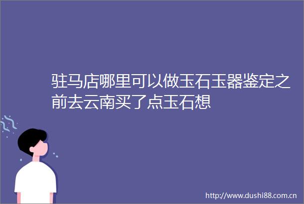 驻马店哪里可以做玉石玉器鉴定之前去云南买了点玉石想