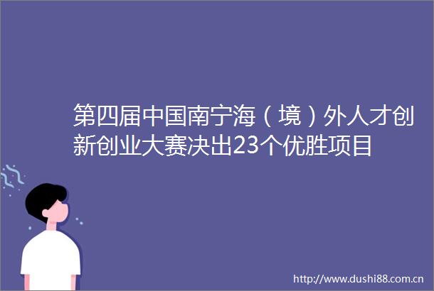 第四届南宁海（境）外人才创新创业大赛决出23个优胜项目